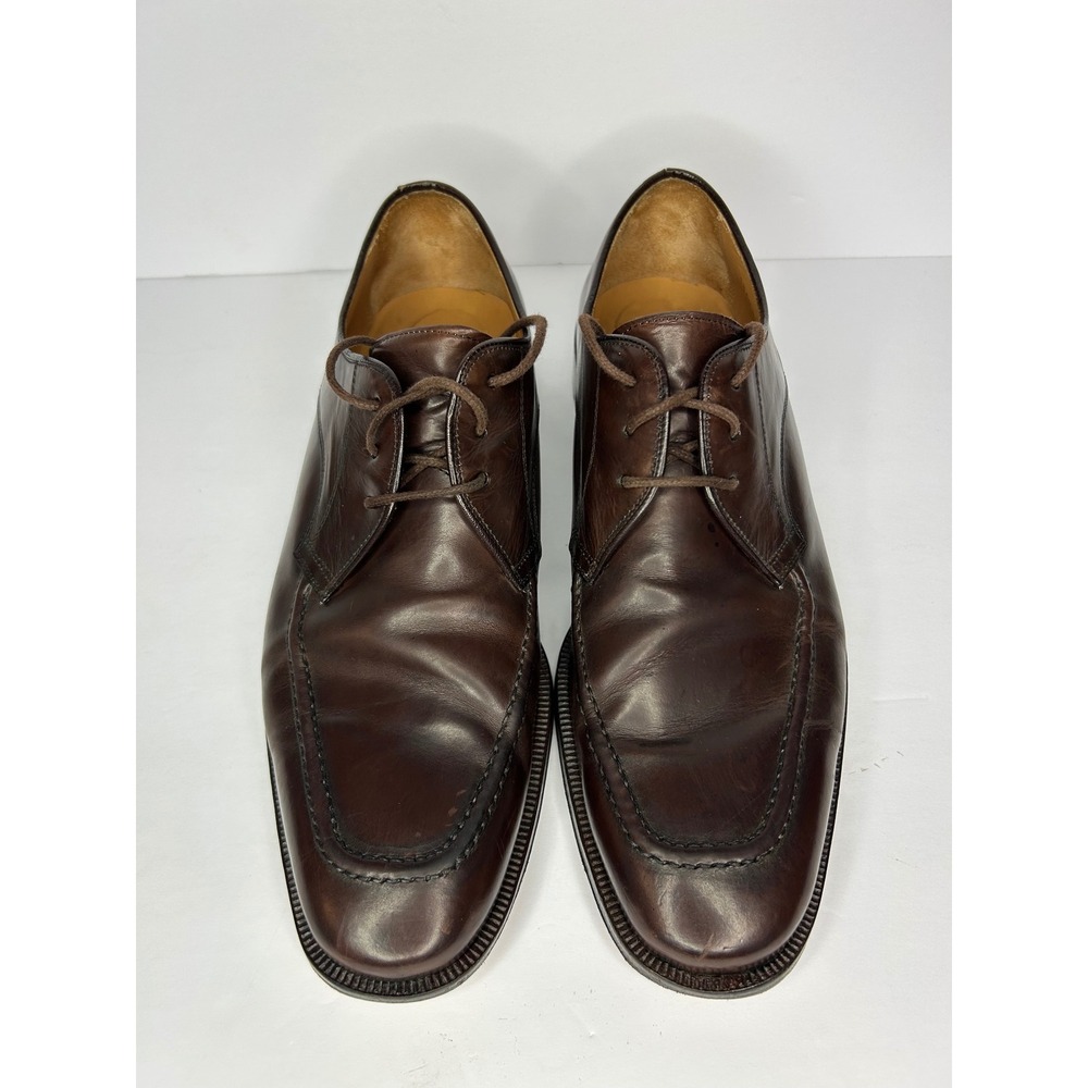 Perlini Mens Brown Leather Apron Toe Derby Shoes Made in Spain Size 11 M 13579